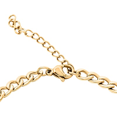Cuban Chain Bracelet (8.50In) and Necklace (24 Inches) in ION Plated YG Stainless Steel