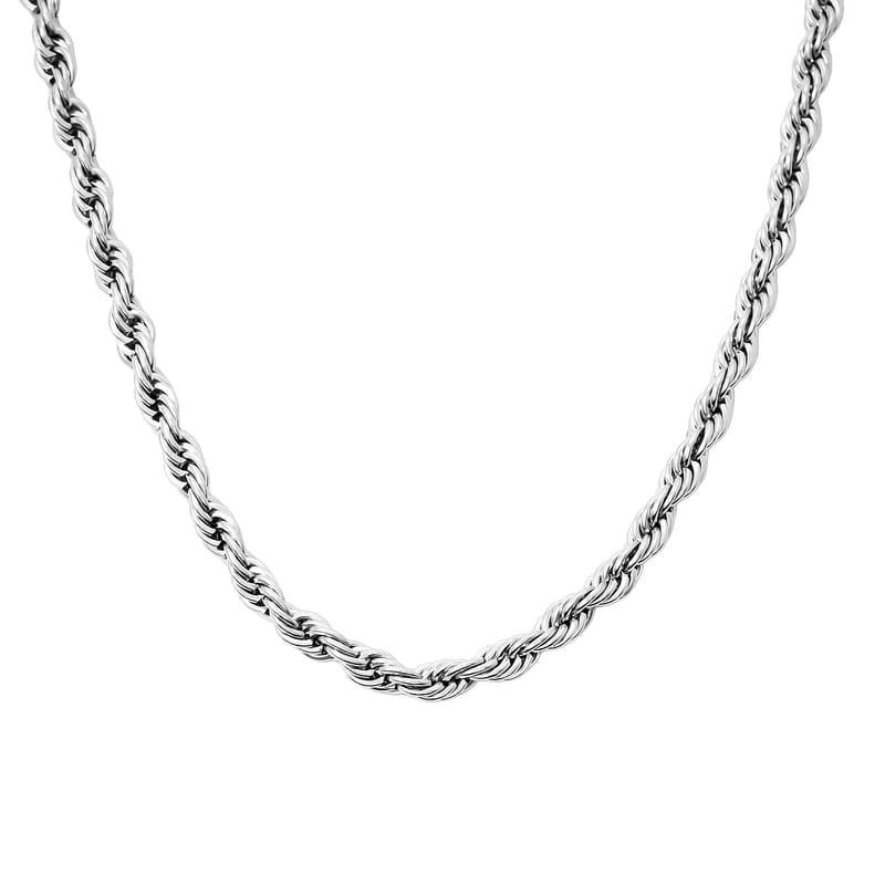 Rope Chain Bracelet (8.50In) and Necklace (24 Inches) in Stainless Steel