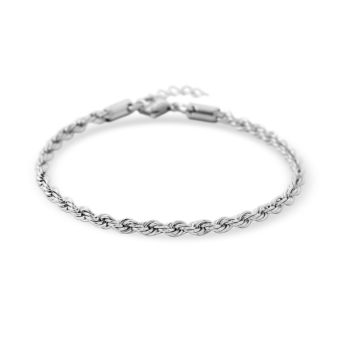Rope Chain Bracelet (8.50In) and Necklace (24 Inches) in Stainless Steel image number 6