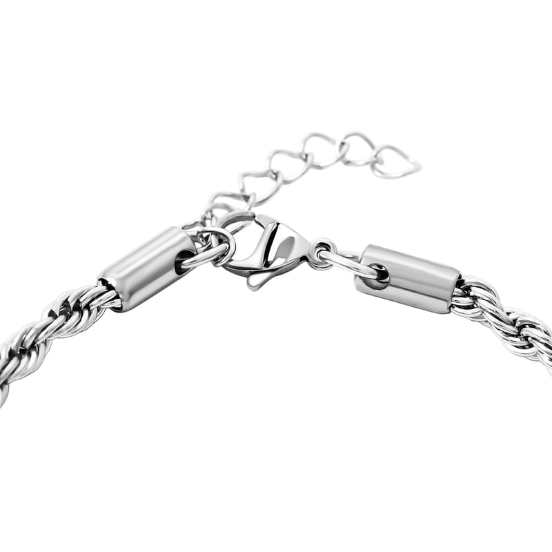 Rope Chain Bracelet (8.50In) and Necklace (24 Inches) in Stainless Steel