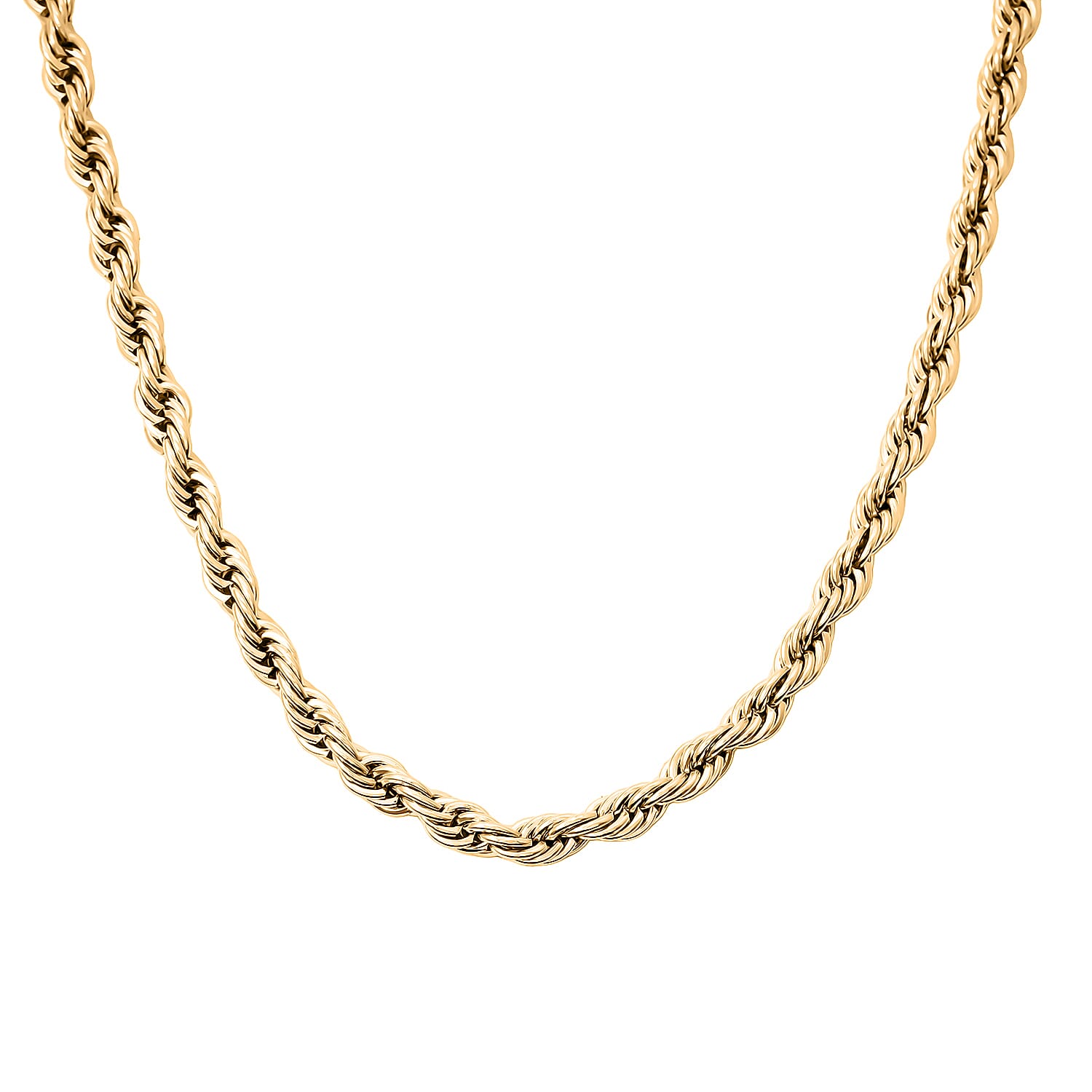 Rope Chain Bracelet (8.50In) and Necklace (24 Inches) in ION Plated YG Stainless Steel
