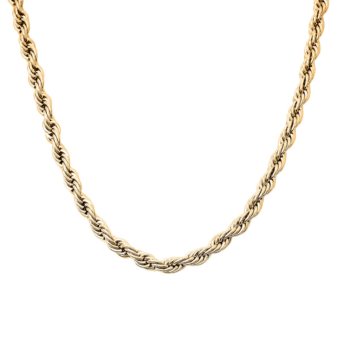 Rope Chain Bracelet (8.50In) and Necklace (24 Inches) in ION Plated YG Stainless Steel image number 4