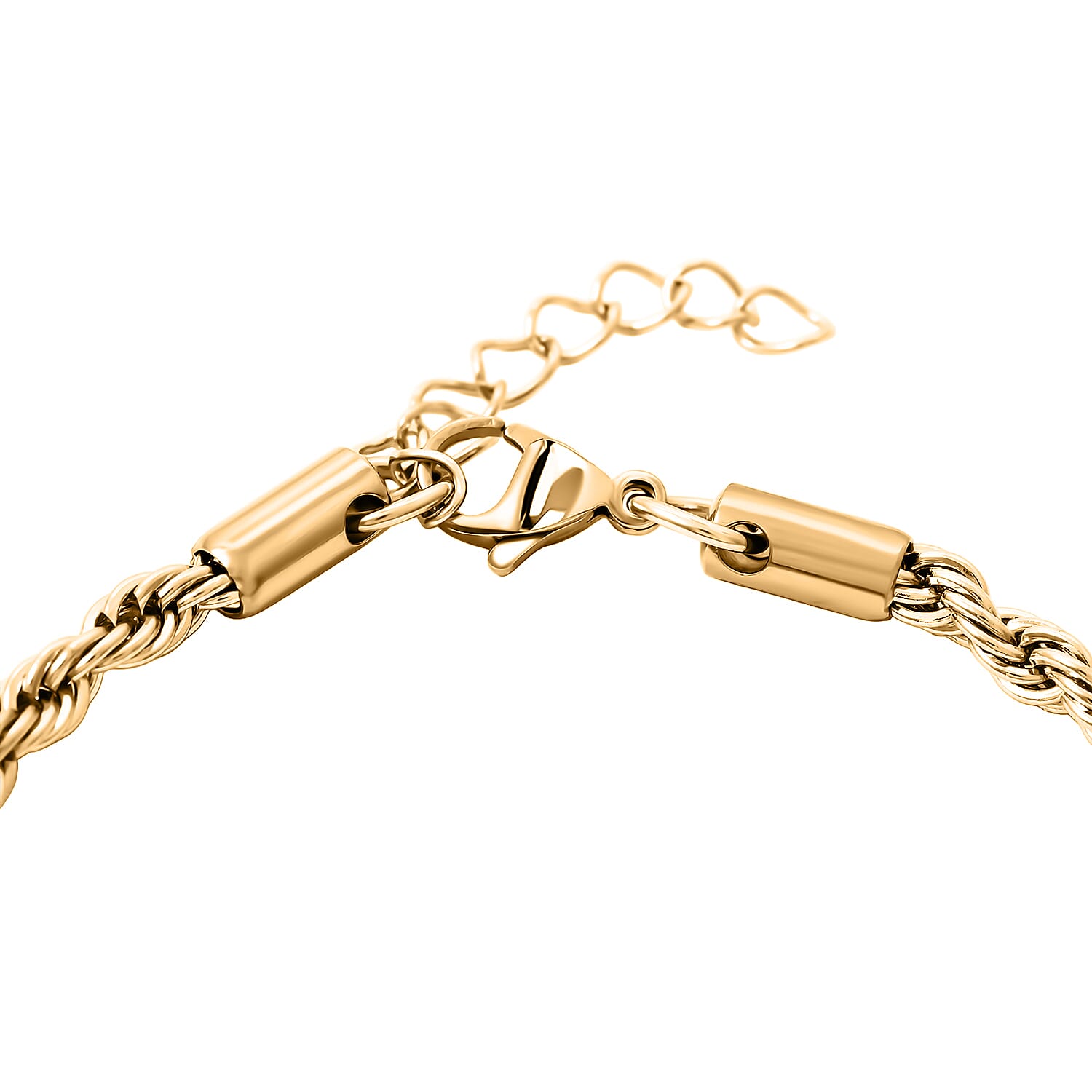 Rope Chain Bracelet (8.50In) and Necklace (24 Inches) in ION Plated YG Stainless Steel
