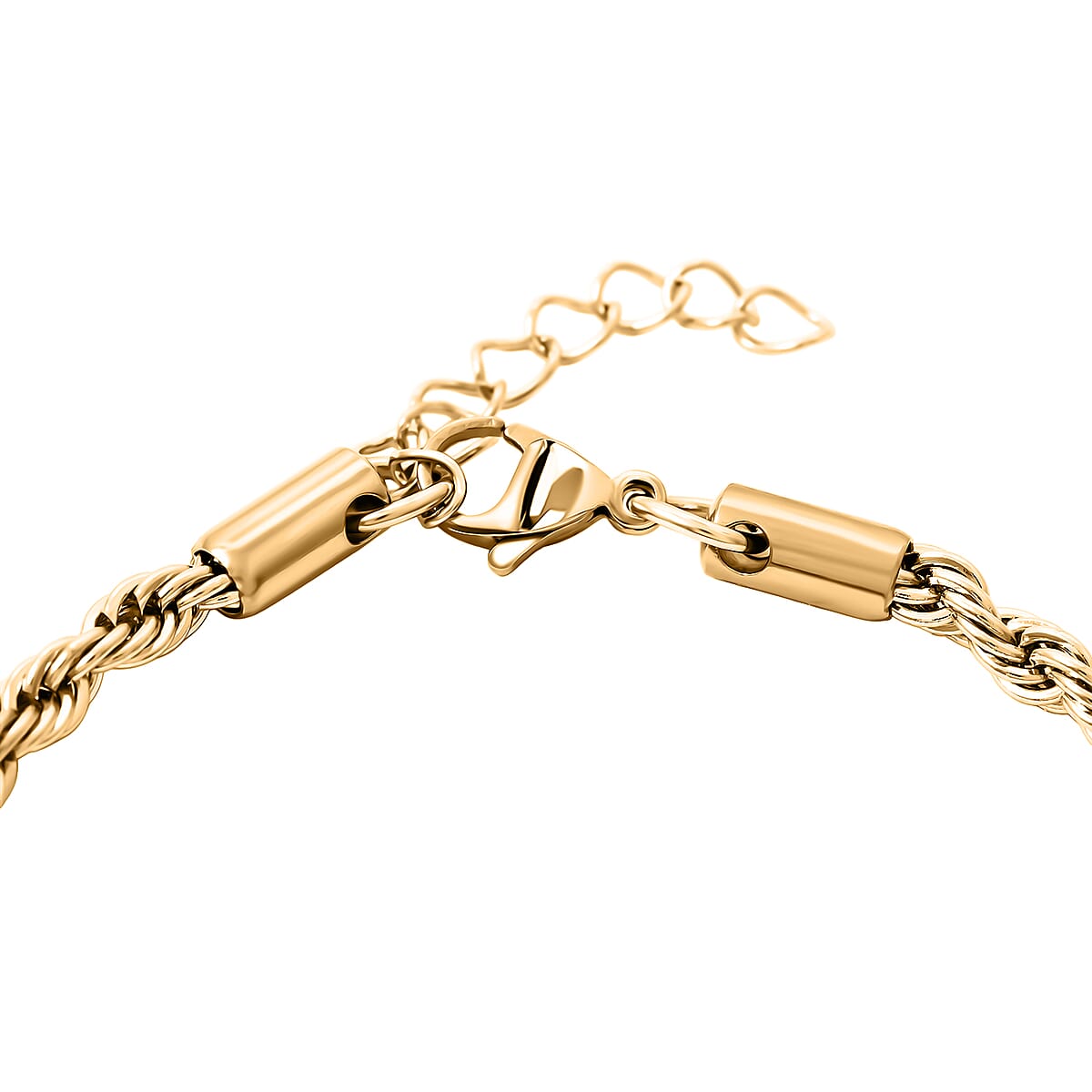 Rope Chain Bracelet (8.50In) and Necklace (24 Inches) in ION Plated YG Stainless Steel image number 7