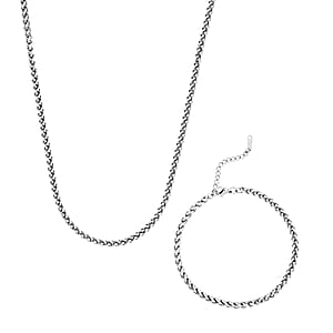Spiga Chain Bracelet (8.50In) and Necklace (24 Inches) in Stainless Steel
