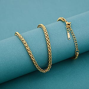 Spiga Chain Bracelet (8.50In) and Necklace 24 Inches in ION Plated YG Stainless Steel