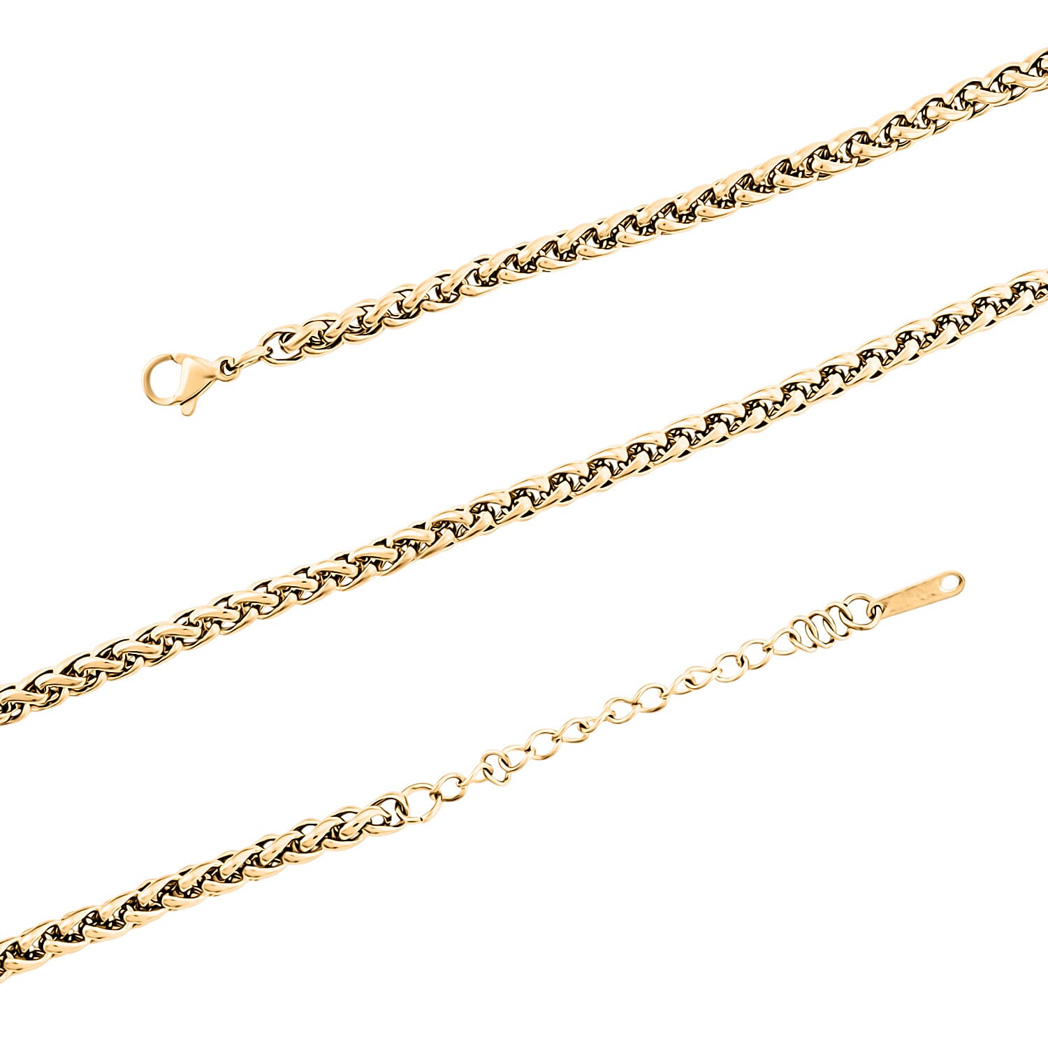 Spiga Chain Bracelet (8.50In) and Necklace 24 Inches in ION Plated YG Stainless Steel