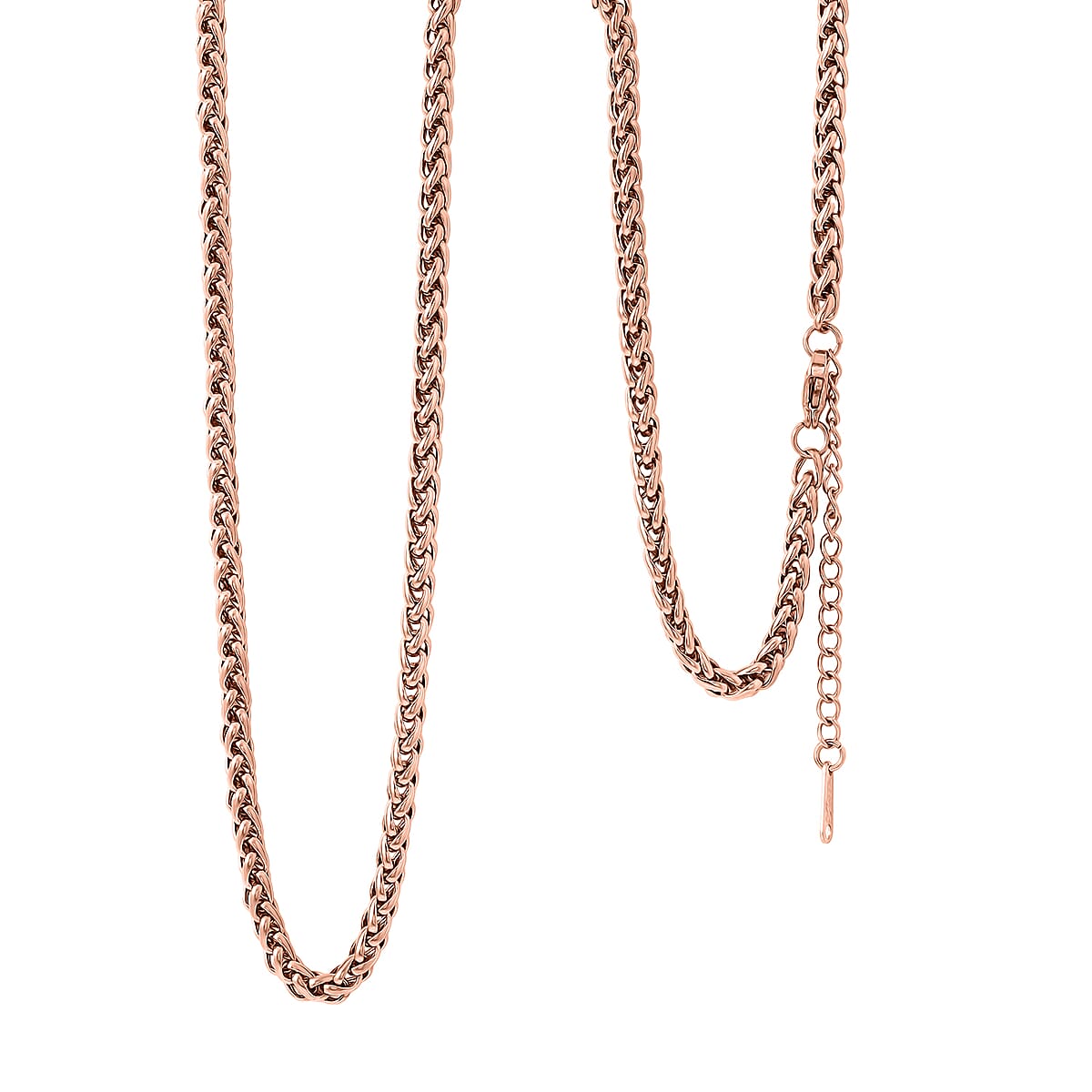 Spiga Chain Bracelet (8.50In) and Necklace 24 Inches in ION Plated RG Stainless Steel image number 3