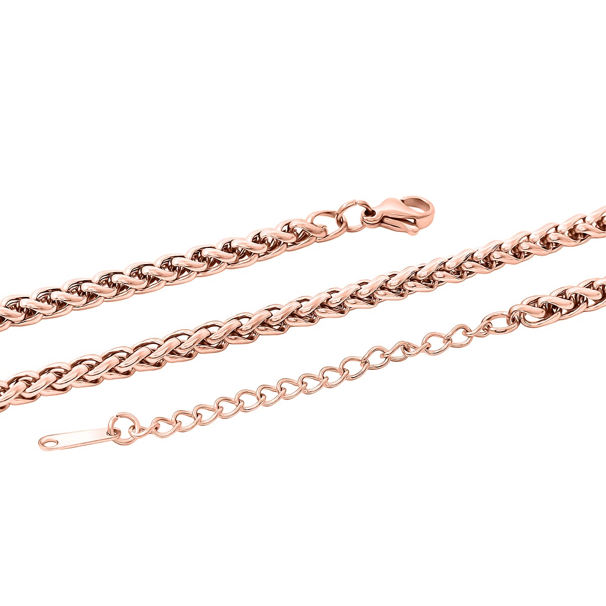 Spiga Chain Bracelet (8.50In) and Necklace 24 Inches in ION Plated RG Stainless Steel image number 5