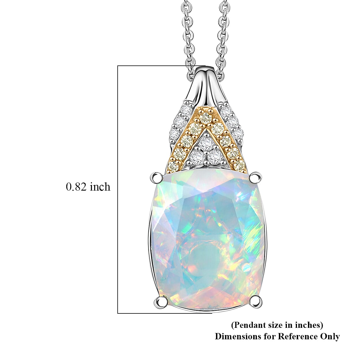 D'Joy Ethiopian Welo Opal and Multi Gemstone 2.70 ctw Royal Arch Spectrum Pendant Necklace in Rhodium Over Sterling Silver (20 Inches) image number 5
