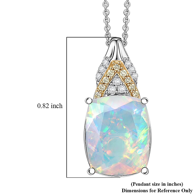 D'Joy Ethiopian Welo Opal and Multi Gemstone 2.70 ctw Royal Arch Spectrum Pendant Necklace in Rhodium Over Sterling Silver (20 Inches)