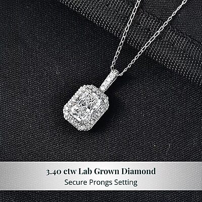 IGI Certified Luxuriant Lab Grown Diamond E-F VS 3.40 ctw Pendant Necklace in 950 Platinum 5.70 Grams 20 Inches