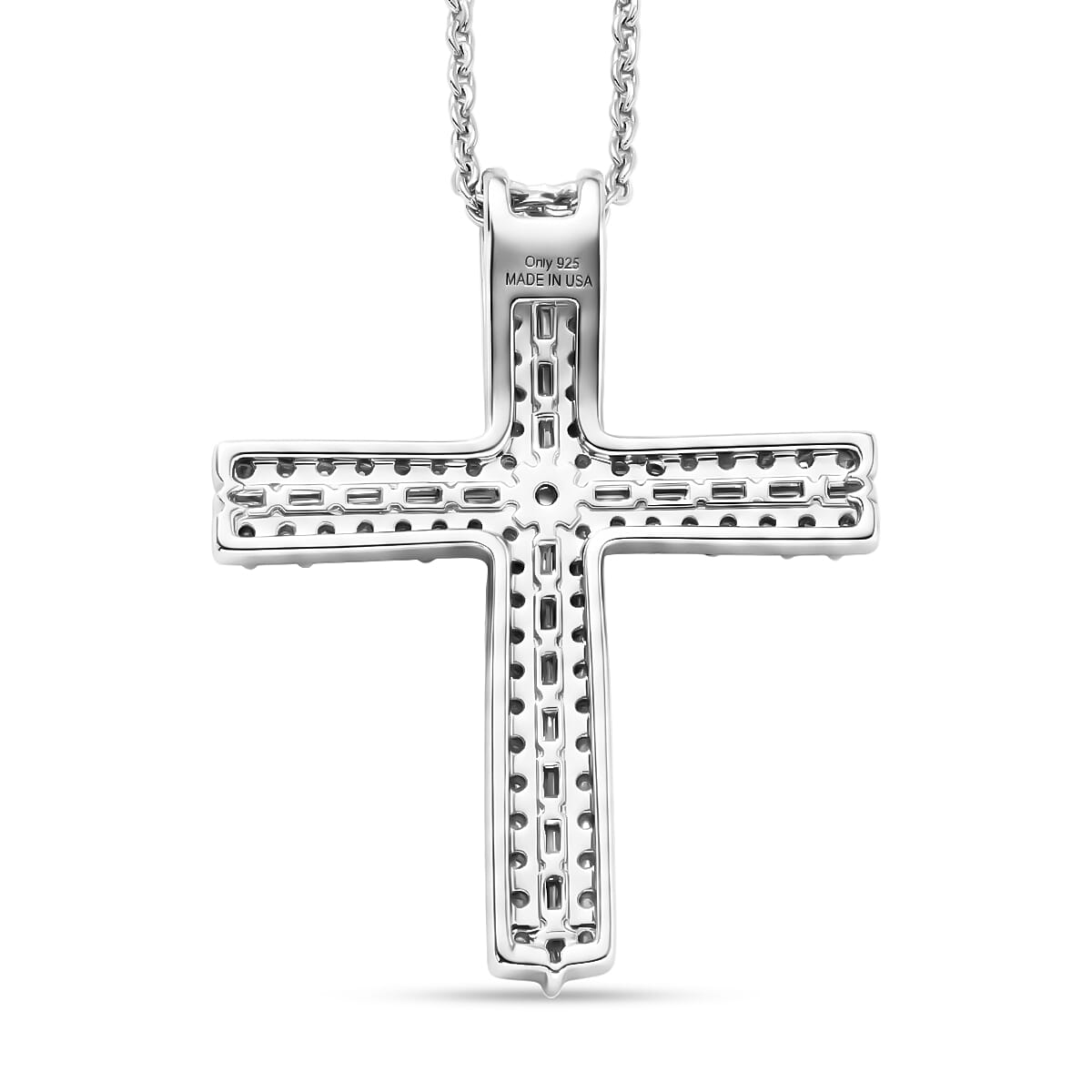 D'Joy Diamond 0.50 ctw Eternal Radiance Cross Pendant Necklace in Rhodium Over Sterling Silver 20 Inches  image number 4
