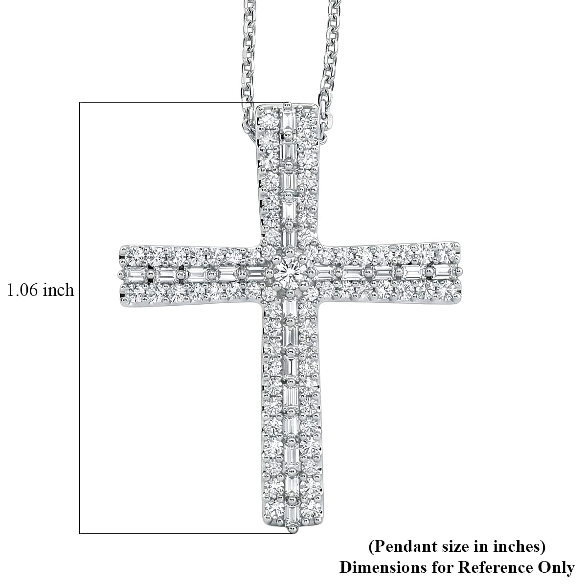 D'Joy Diamond 0.50 ctw Eternal Radiance Cross Pendant Necklace in Rhodium Over Sterling Silver 20 Inches  image number 6