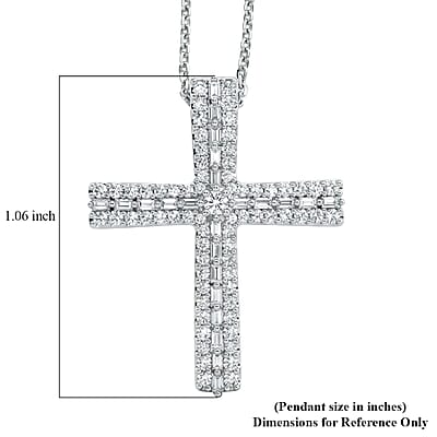 D'Joy Diamond 0.50 ctw Eternal Light Cross Pendant Necklace in Rhodium Over Sterling Silver 20 Inches