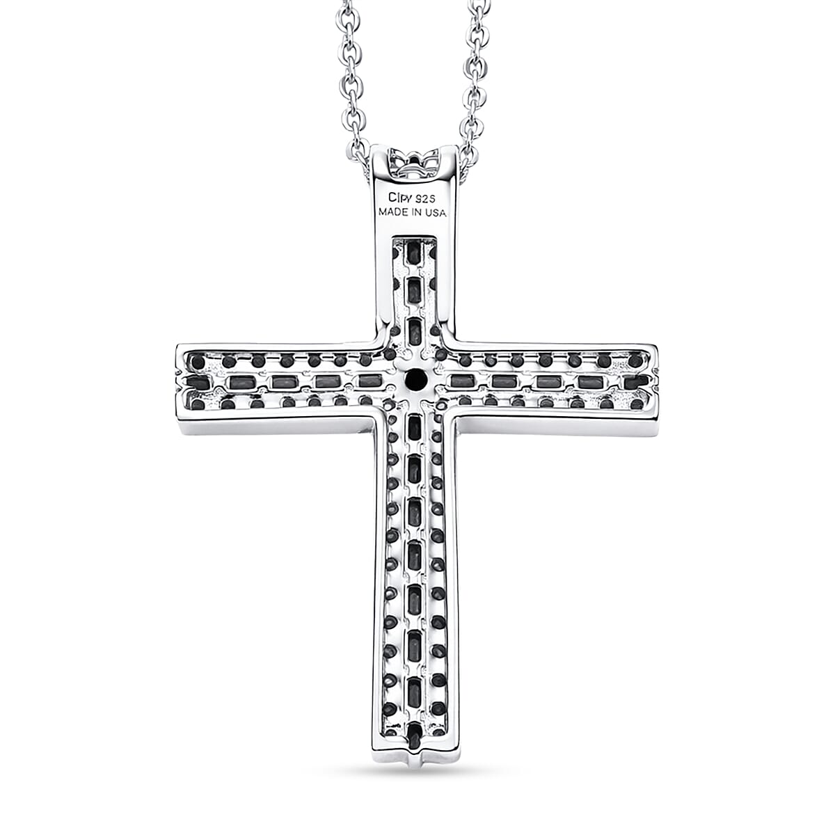 D'Joy Blue Diamond 0.50 ctw Eternal Radiance Cross Pendant Necklace in Rhodium Over Sterling Silver 20 Inches