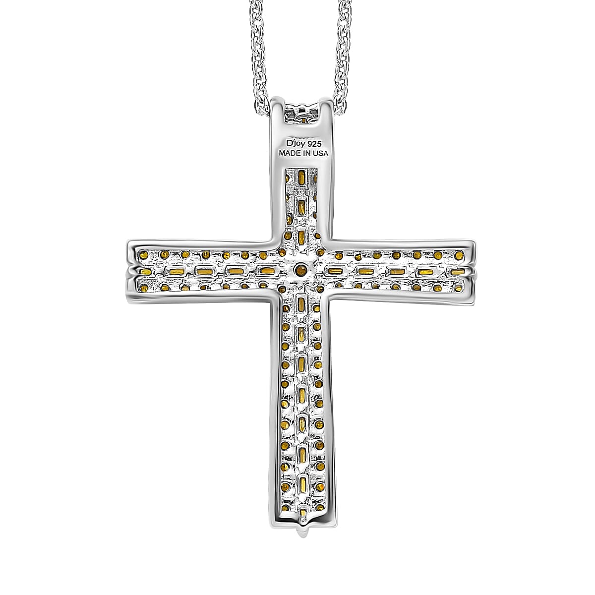 D'Joy Yellow Diamond 0.50 ctw Eternal Radiance Cross Pendant Necklace in Rhodium Over Sterling Silver 20 Inches  image number 4