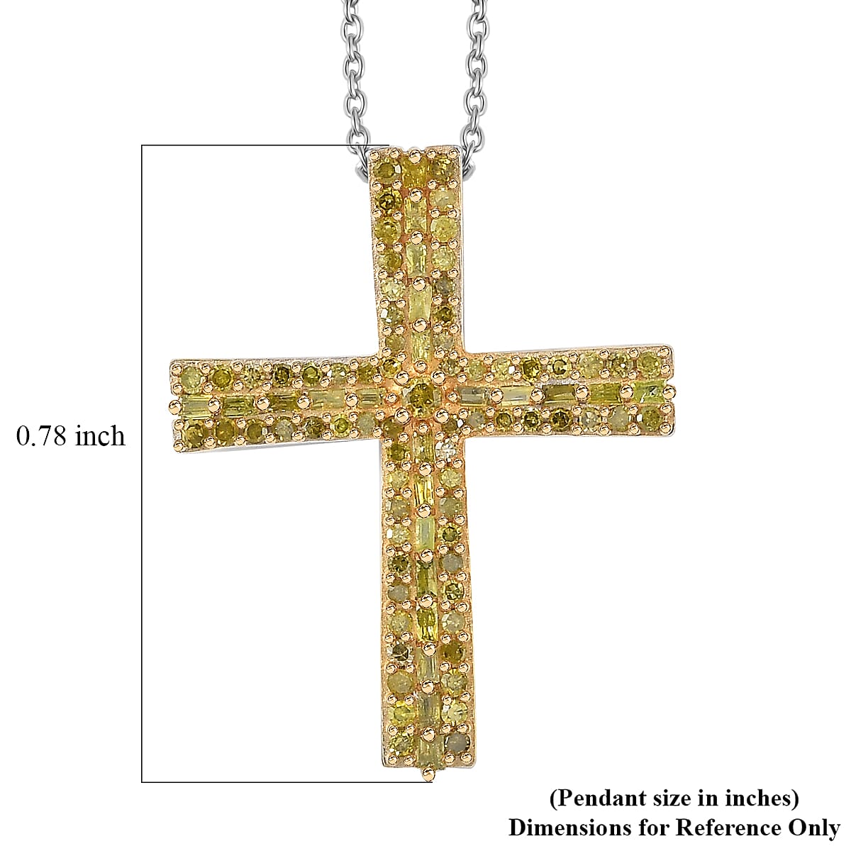 D'Joy Yellow Diamond 0.50 ctw Eternal Radiance Cross Pendant Necklace in Rhodium Over Sterling Silver 20 Inches  image number 5