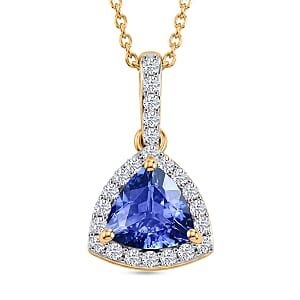 Luxoro AAA Tanzanite and Diamond I2 1.15 ctw Pendant Necklace in 10K Yellow Gold 20 Inches