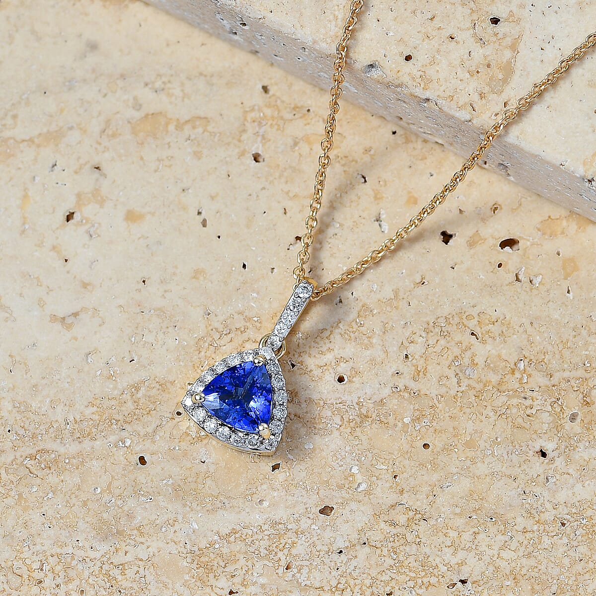 Luxoro AAA Tanzanite and Diamond I2 1.15 ctw Pendant Necklace in 10K Yellow Gold 20 Inches image number 1