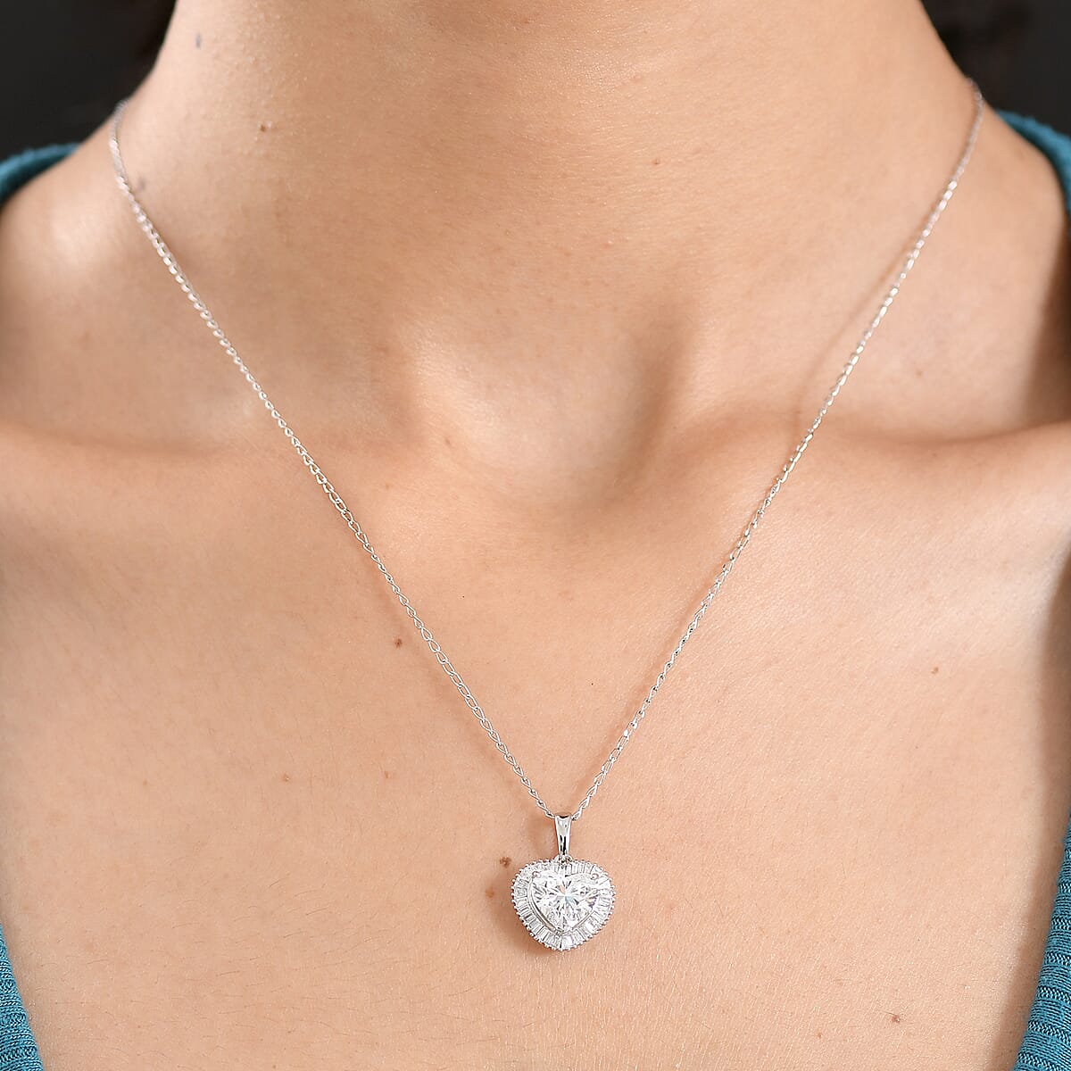 Luxuriant Lab Grown Diamond E-F VS 2.50 ctw Heart Pendant Necklace in 950 Platinum 5.15 Grams 20 Inches image number 2