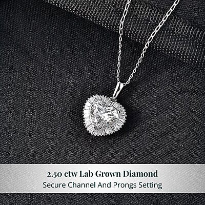 Luxuriant Lab Grown Diamond E-F VS 2.50 ctw Heart Pendant Necklace in 950 Platinum 5.15 Grams 20 Inches