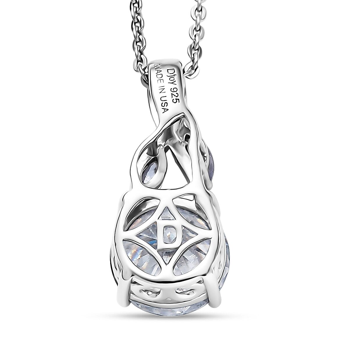 D'Joy Moissanite and Tanzanite 2.10 ctw Twilight Spark Pendant Necklace in Rhodium Over Sterling Silver 20 Inches  image number 4
