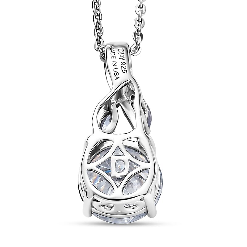 D'Joy Moissanite and Tanzanite 2.10 ctw Twilight Spark Pendant Necklace in Rhodium Over Sterling Silver 20 Inches