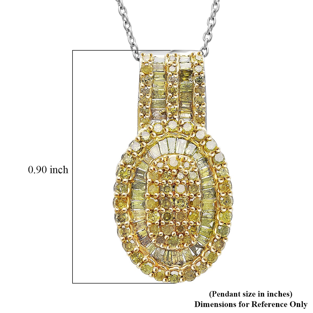 D'Joy Yellow Diamond 1.00 ctw  Cocktail Cluster Pendant Necklace in Rhodium Over Sterling Silver 20 Inches image number 2