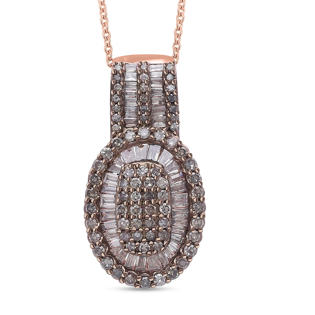 D'Joy Blue Diamond (IR) Cocktail Cluster Pendant Necklace (20 Inches) in Rhodium Over Sterling Silver 1.00 ctw