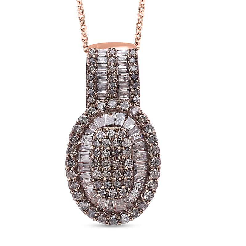 D'Joy Natural Champagne Diamond 1.00 ctw Cocktail Cluster Pendant Necklace in 18K Vermeil Rose Gold Over Sterling Silver 20 Inches