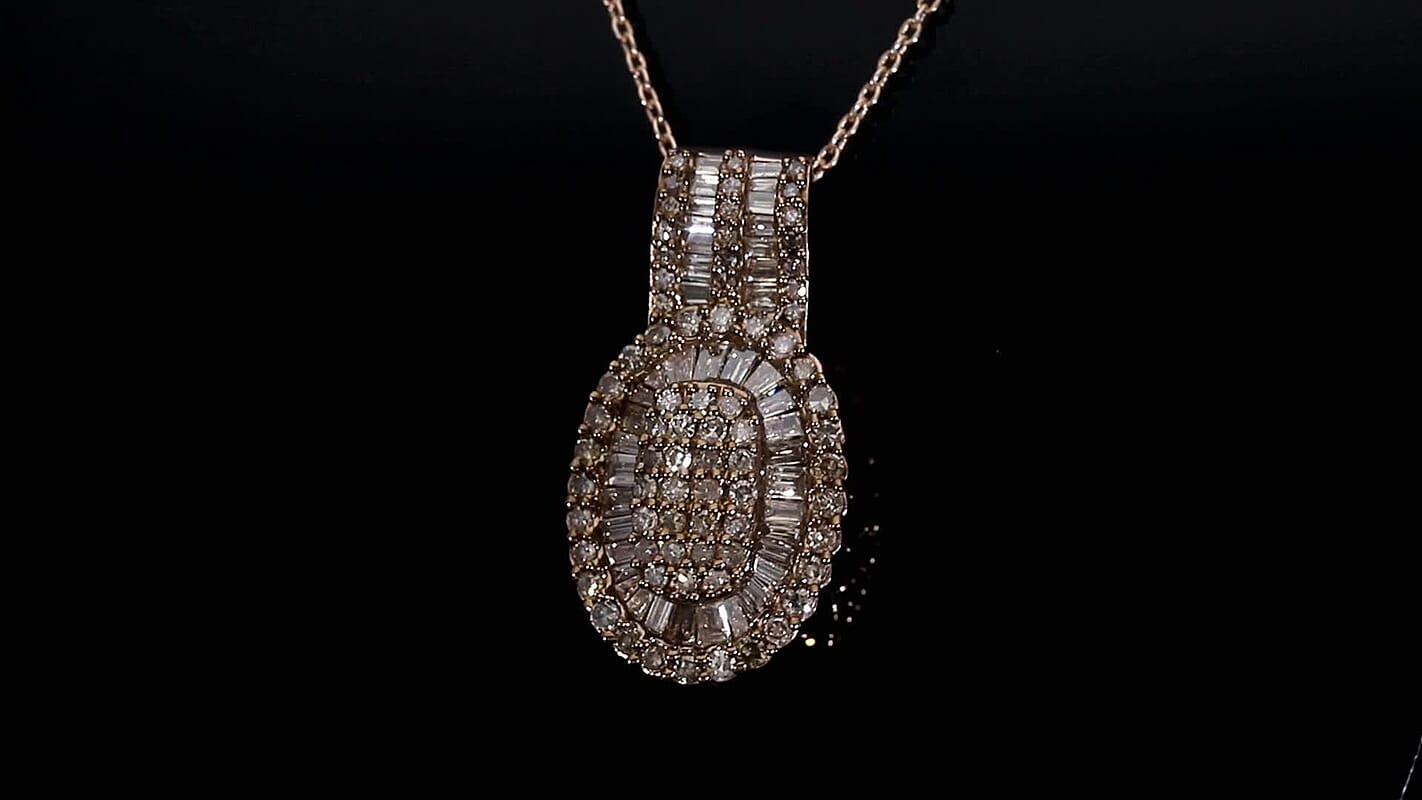 D'Joy Blue Diamond (IR) Cocktail Cluster Pendant Necklace (20 Inches) in Rhodium Over Sterling Silver 1.00 ctw