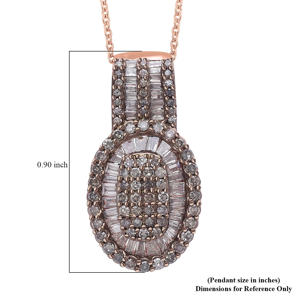 D'Joy Natural Champagne Diamond 1.00 ctw Cocktail Cluster Pendant Necklace in 18K Vermeil Rose Gold Over Sterling Silver 20 Inches