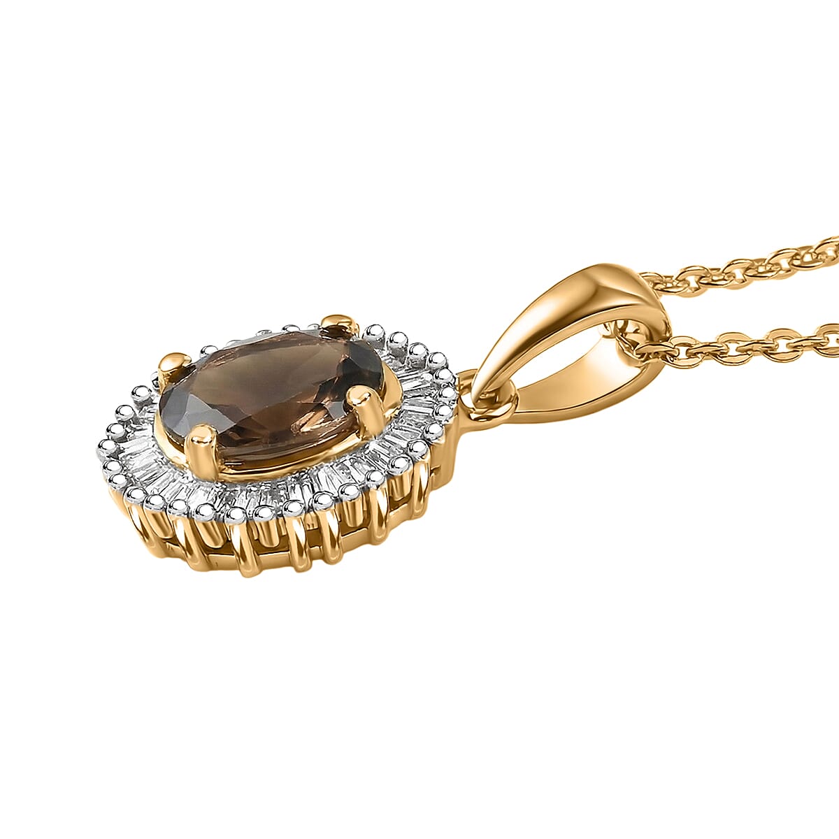 D'Joy Premium Madagascar Color Change Garnet and Diamond 1.10 ctw Pendant Necklace in 18K Vermeil Yellow Gold Over Sterling Silver 20 Inches  image number 3