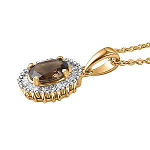 D'Joy Premium Madagascar Color Change Garnet and Diamond 1.10 ctw Pendant Necklace in 18K Vermeil Yellow Gold Over Sterling Silver 20 Inches 