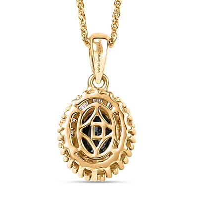 D'Joy Premium Madagascar Color Change Garnet and Diamond 1.10 ctw Starburst Deco Pendant Necklace in 18K Vermeil Yellow Gold Over Sterling Silver 20 Inches