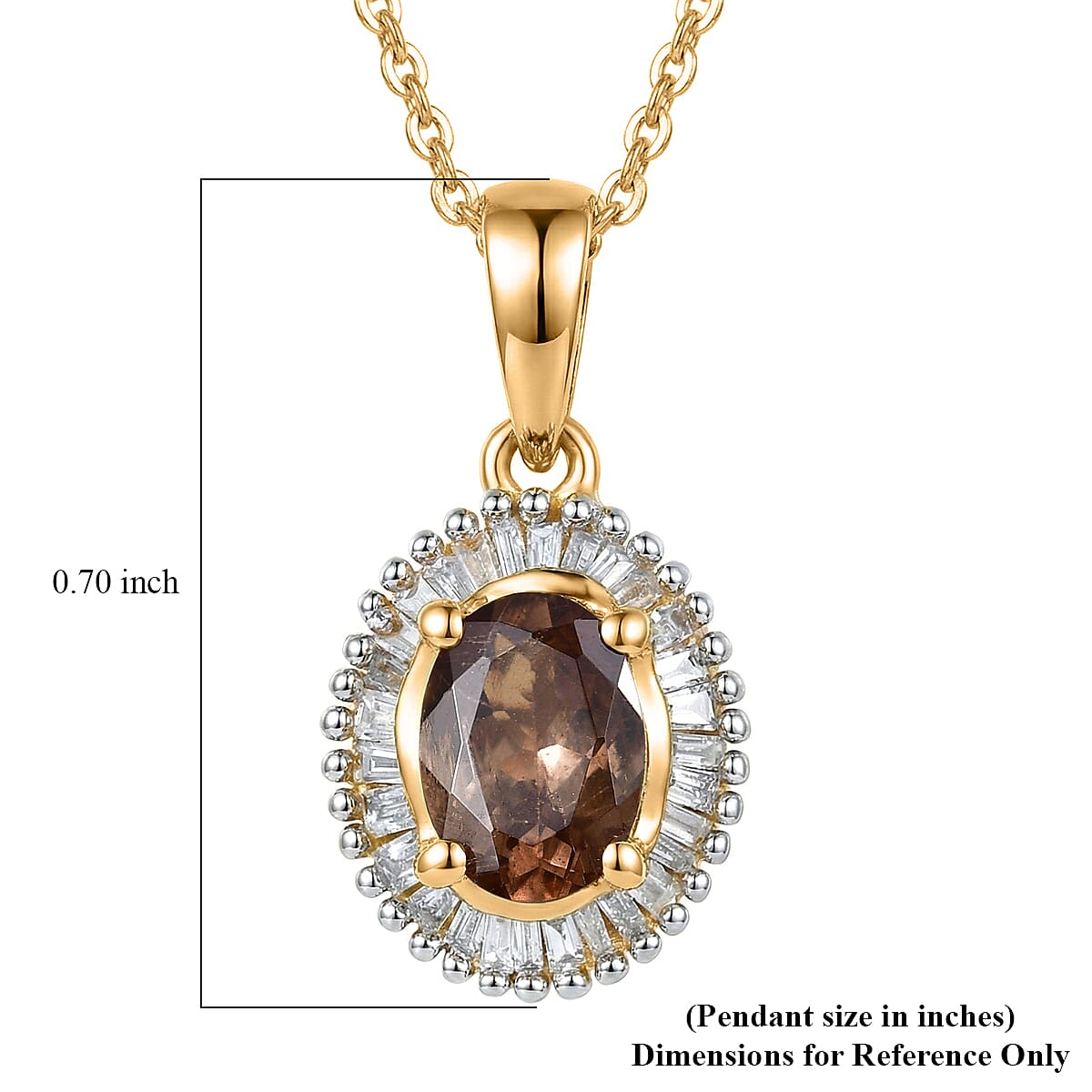 D'Joy Premium Madagascar Color Change Garnet and Diamond 1.10 ctw Starburst Deco Pendant Necklace in 18K Vermeil Yellow Gold Over Sterling Silver 20 Inches