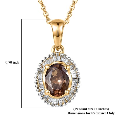 D'Joy Premium Madagascar Color Change Garnet and Diamond 1.10 ctw Starburst Deco Pendant Necklace in 18K Vermeil Yellow Gold Over Sterling Silver 20 Inches