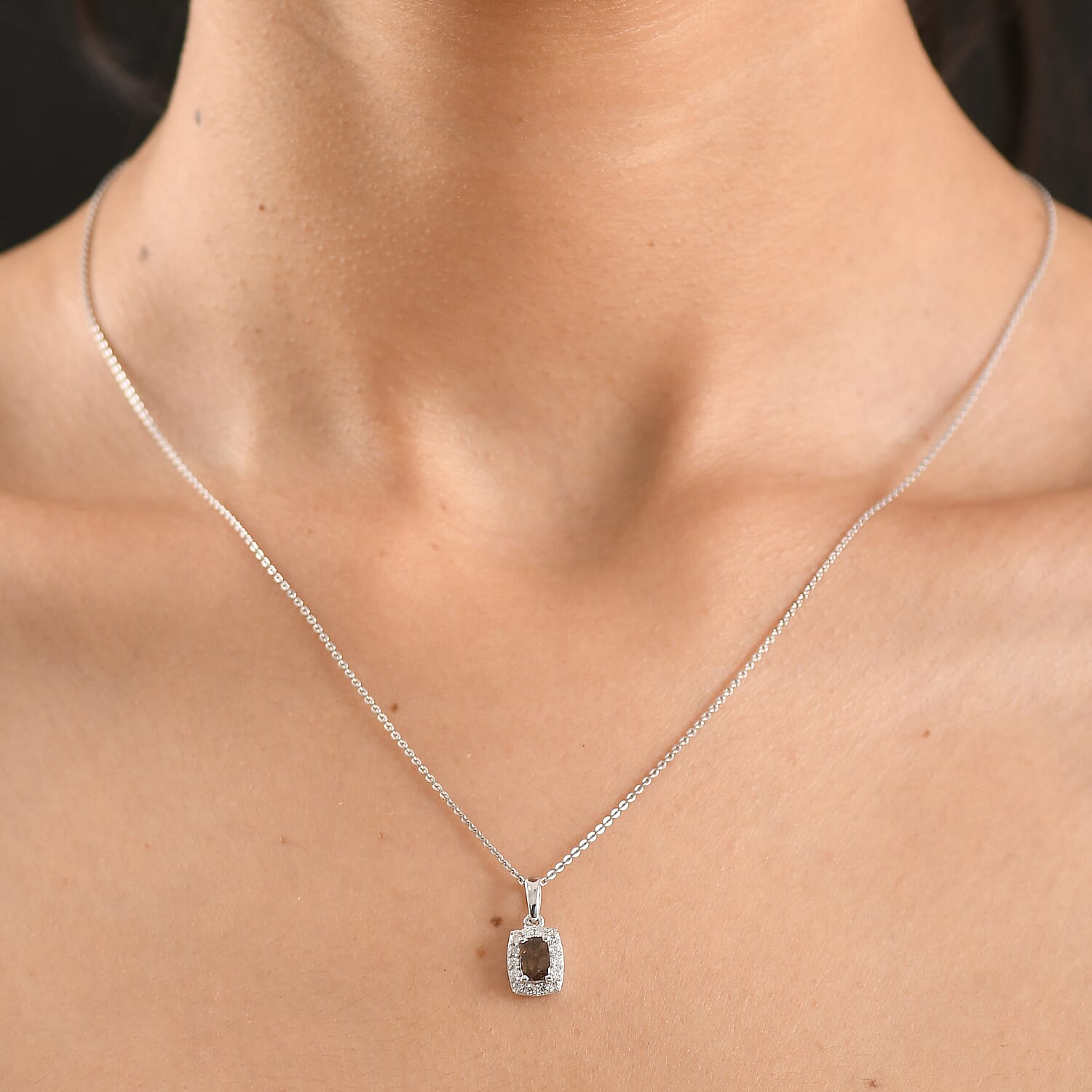 D'Joy Premium Madagascar Color Change Garnet and Moissanite 0.85 ctw Aurora Halo Pendant Necklace in Rhodium Over Sterling Silver 20 Inches 