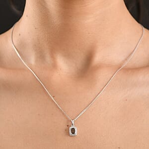 D'Joy Premium Madagascar Color Change Garnet and Moissanite 0.85 ctw Pendant Necklace in Rhodium Over Sterling Silver 20 Inches 