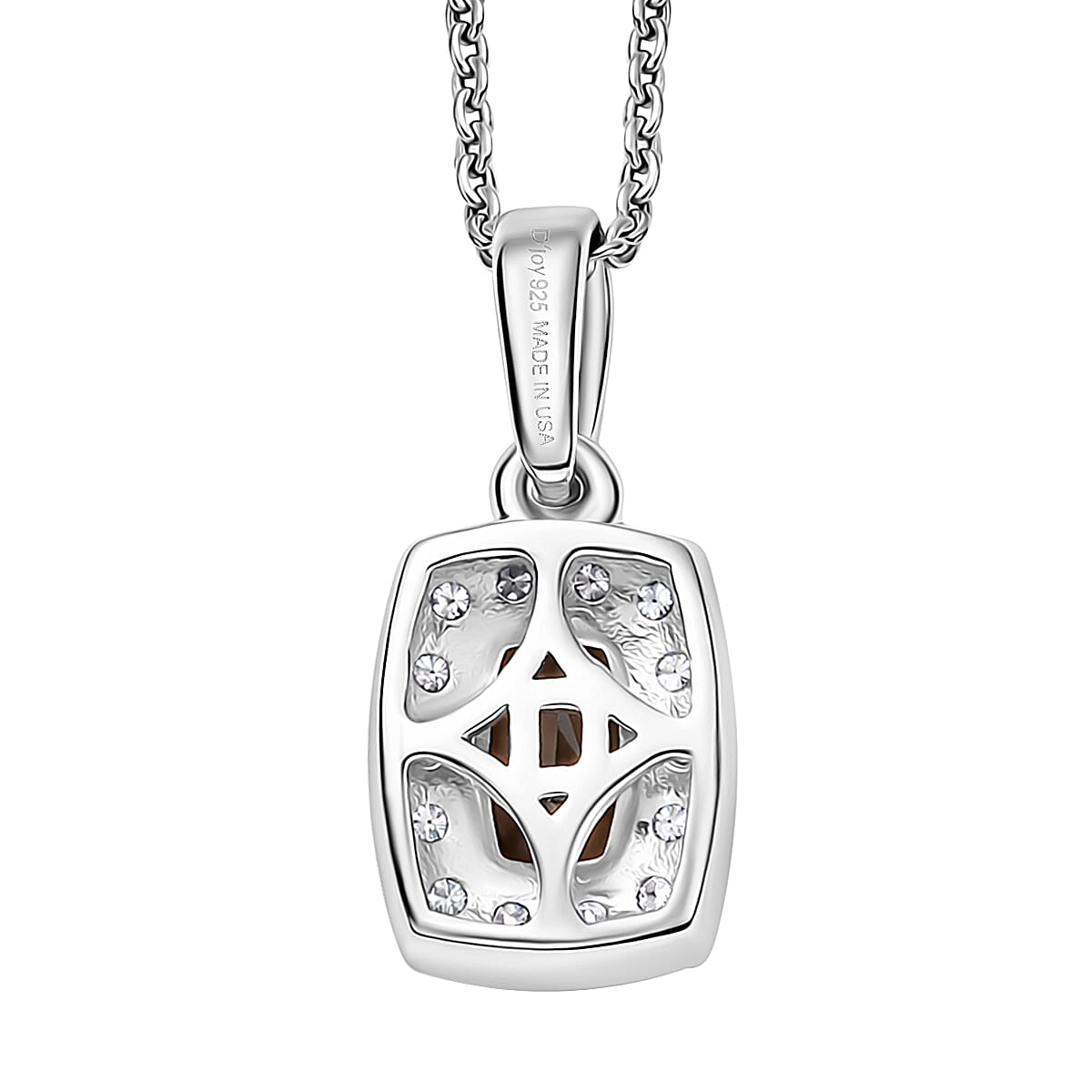 D'Joy Premium Madagascar Color Change Garnet and Moissanite 0.85 ctw Aurora Halo Pendant Necklace in Rhodium Over Sterling Silver 20 Inches 
