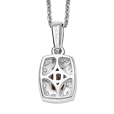 D'Joy Premium Madagascar Color Change Garnet and Moissanite 0.85 ctw Aurora Halo Pendant Necklace in Rhodium Over Sterling Silver 20 Inches