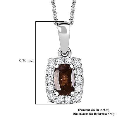D'Joy Premium Madagascar Color Change Garnet and Moissanite 0.85 ctw Aurora Halo Pendant Necklace in Rhodium Over Sterling Silver 20 Inches