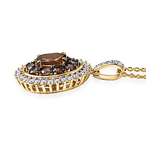 D'Joy Premium Madagascar Color Change Garnet and Moissanite 2.30 ctw Pendant Necklace in 18K Vermeil Yellow Gold Over Sterling Silver 20 Inches 