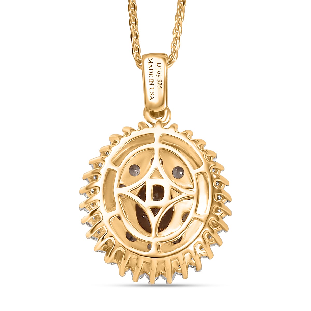 D'Joy Premium Madagascar Color Change Garnet and Moissanite 2.30 ctw Eclipse Halo Pendant Necklace in 18K Vermeil Yellow Gold Over Sterling Silver 20 Inches 