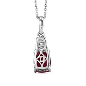 D'Joy Niassa Ruby (FF) and Moissanite 2.40 ctw Pendant Necklace in Rhodium Over Sterling Silver 20 Inches