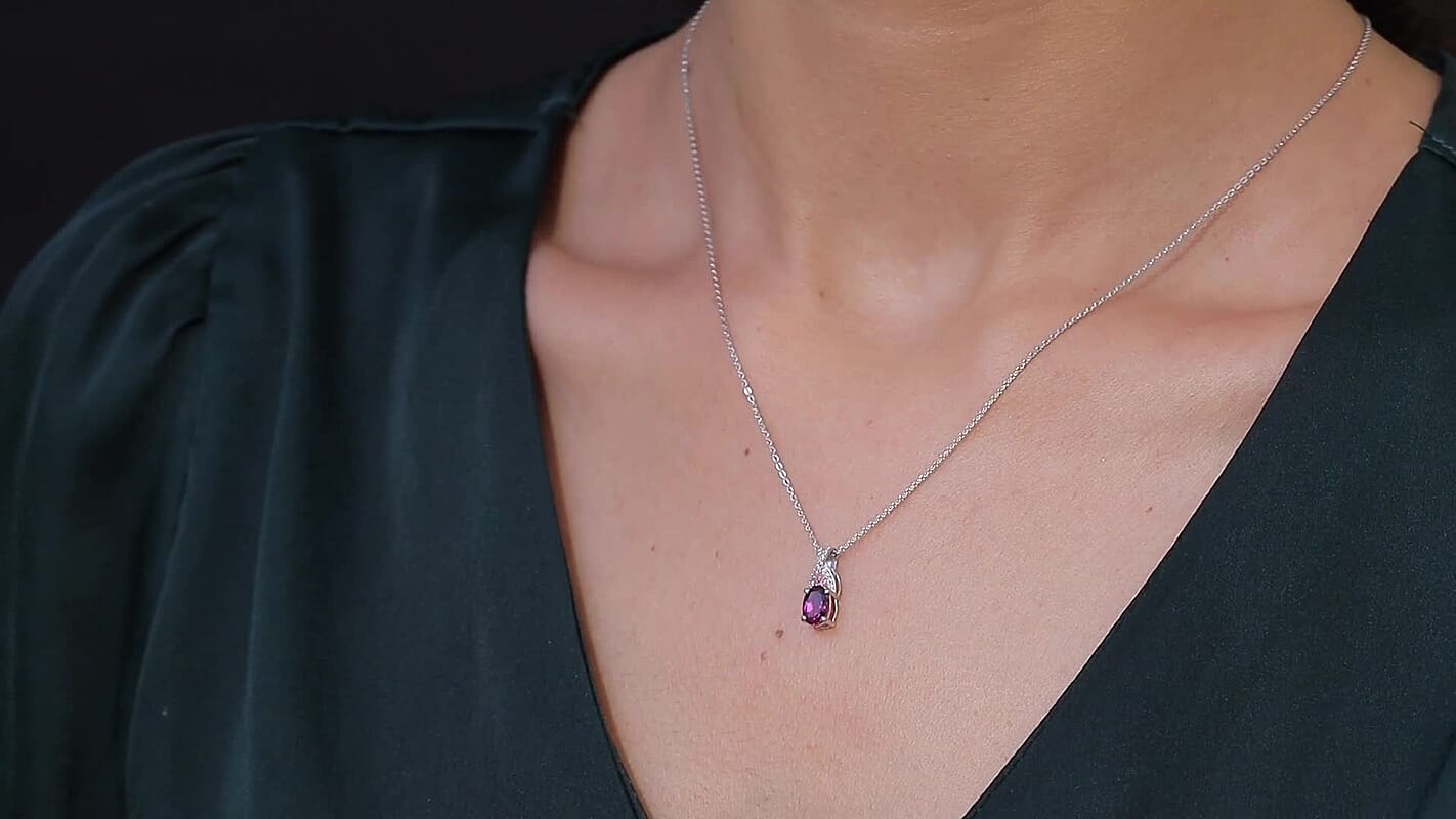 D'Joy Radiant Ember Garnet and Multi Gemstone 1.10 ctw Infinity Pendant Necklace in Rhodium Over Sterling Silver 20 Inches