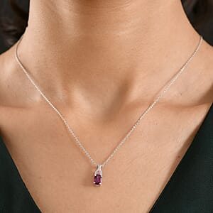 D'Joy Radiant Ember Garnet and Multi Gemstone 1.10 ctw Infinity Pendant Necklace in Rhodium Over Sterling Silver 20 Inches