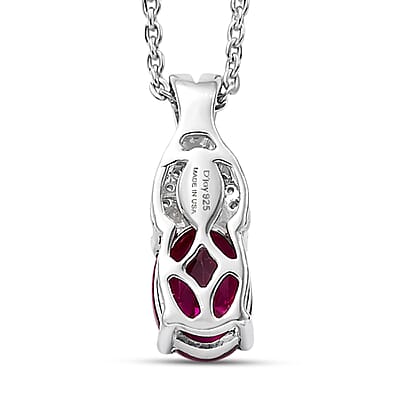D'Joy Radiant Ember Garnet and Multi Gemstone 1.10 ctw Infinity Pendant Necklace in Rhodium Over Sterling Silver 20 Inches