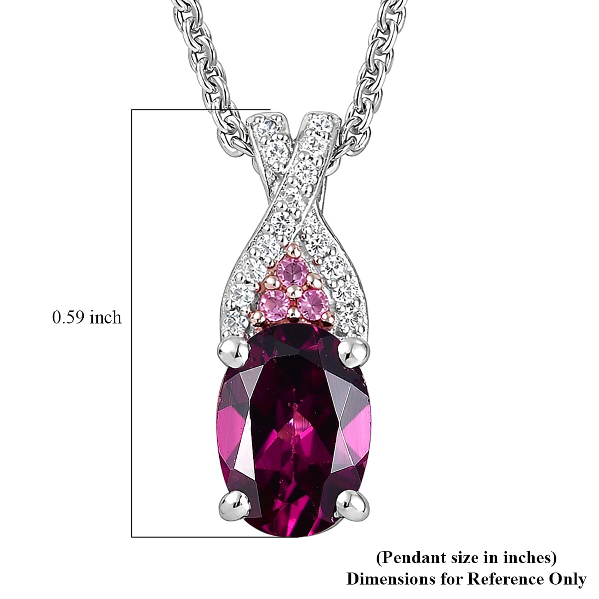 D'Joy Radiant Ember Garnet and Multi Gemstone 1.10 ctw Pendant Necklace in Rhodium Over Sterling Silver 20 Inches image number 5